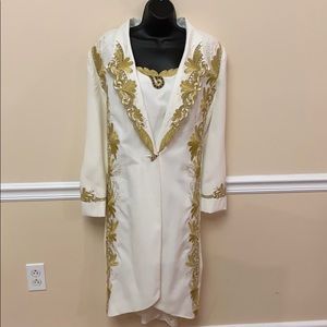 Vintage 80’s White & Gold Women’s Skirt Suit